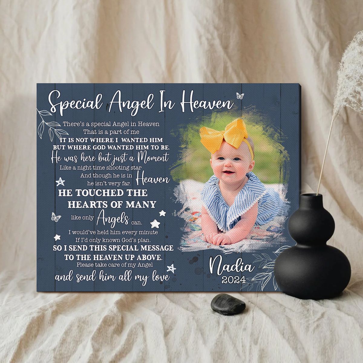 Personalized Baby Memorial Picture Canvas, Loss Of A Baby Gift