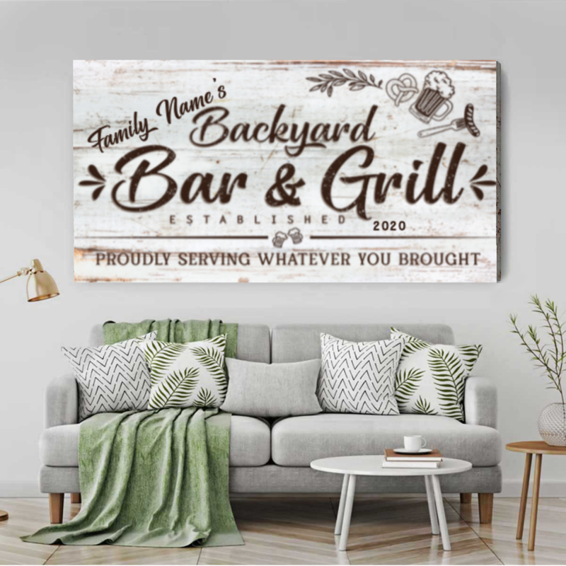 Bar and Grill Sign, Personalized Bar Sign, Custom Last Name Bar Sign, Gift For Dad For Him