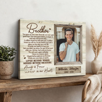 Personalized Sympathy Gift for Loss of Brother, Custom Brother Photo Memorial Canvas, Brother Remembrance Gift, In Memory of Brother Gifts