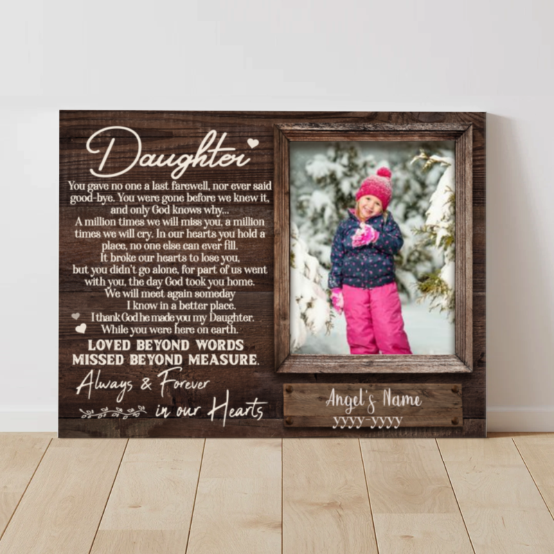 Memorial Gifts For Loss Of Daughter Canvas, Always And Forever In Our Hearts Wall Art