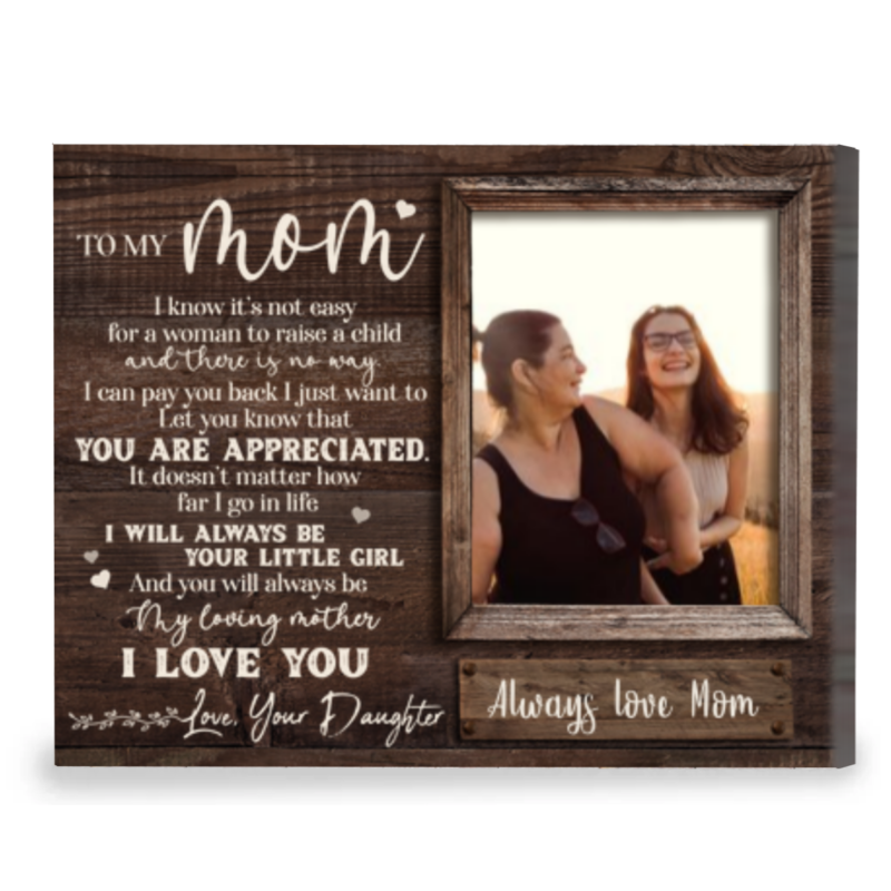 Personalized Mother's Day Gift From Daughter, Thank You Mom Gift, Custom Mom Photo Canvas, Mom Gift from Daughter Son