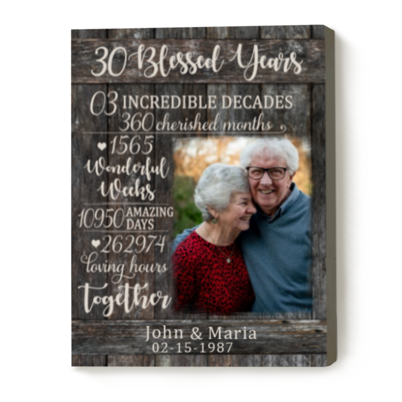 30-Year Wedding Anniversary Custom Photo Canvas