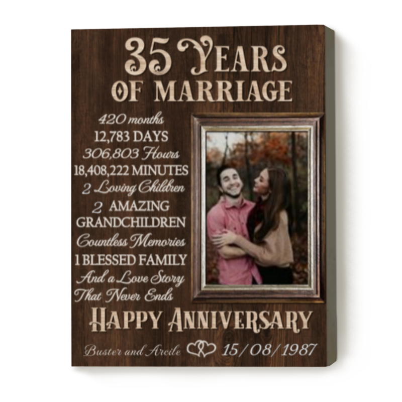 35 Years Of Marriage Custom Photo Canvas, 35th Wedding Anniversary Gifts, Happy 35th Anniversary Gifts