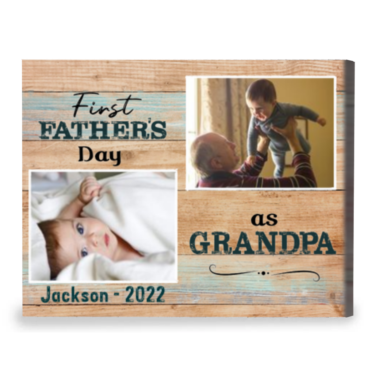 First Fathers Day As Grandpa Picture Frame, Custom First Grandpa