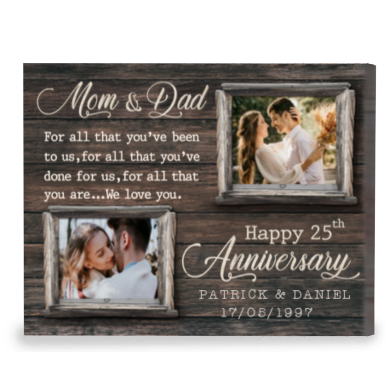 Personalized 25th Anniversary Gift For Parents, Then And Now 25th Anniversary Gift, Mom And Dad We Love You