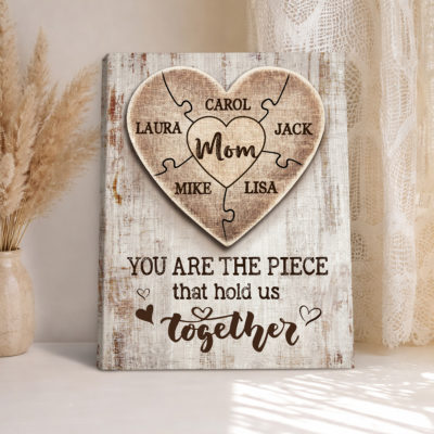 Benicee Shop 15 custom mothers day puzzle canvas mom sign with kids names front view