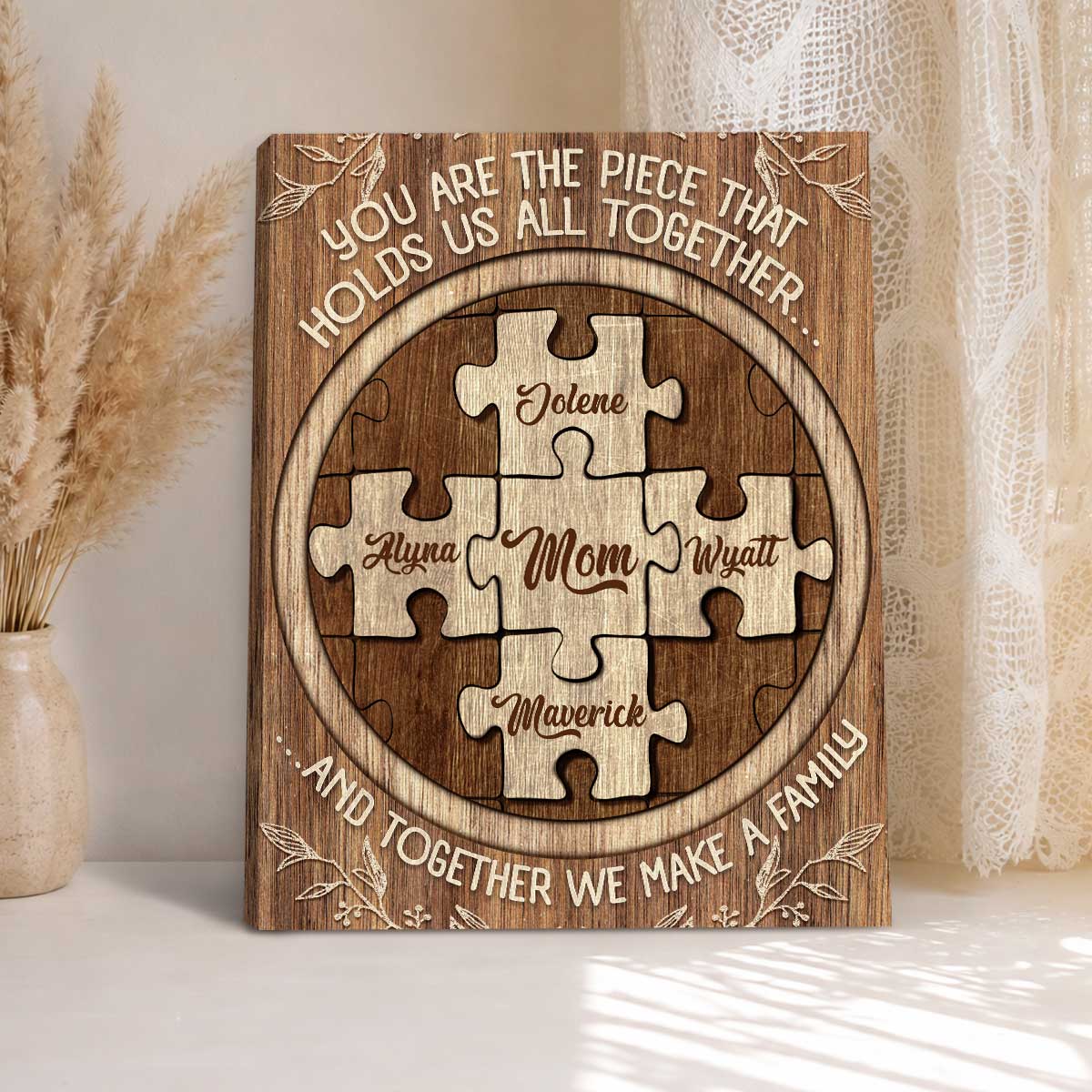 Personalized Mom Puzzle Sign With Kids Names, Custom Mothers Day
