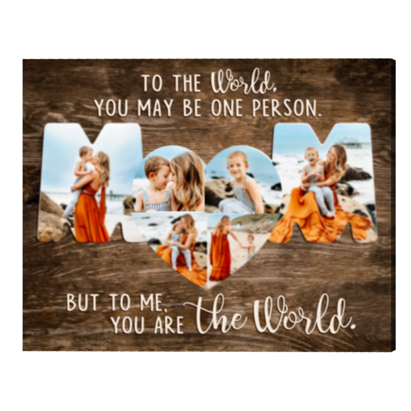 Personalized Mom Photo Collage Canvas, Gift For Mom From Daughter Or Son, Family Christmas Gifts For Mom