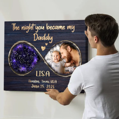 Custom Star Map Gift for New Dad - 1st Father's Day Gift From Baby, The Night You Became My Daddy Print, First Time Dad Gift From Wife
