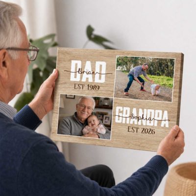 Personalized New Grandpa Father's Day Gifts, Dad Grandpa Est Photo Canvas Print, Dad Grandpa Gifts, First Time Grandpa Gifts