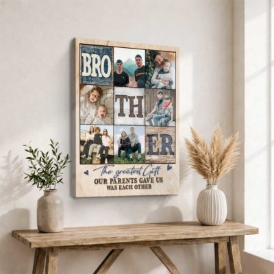 Personalized Brother Photo Collage Canvas- Custom Photo Gift for Brother, Birthday Gift for Brothers from Sister