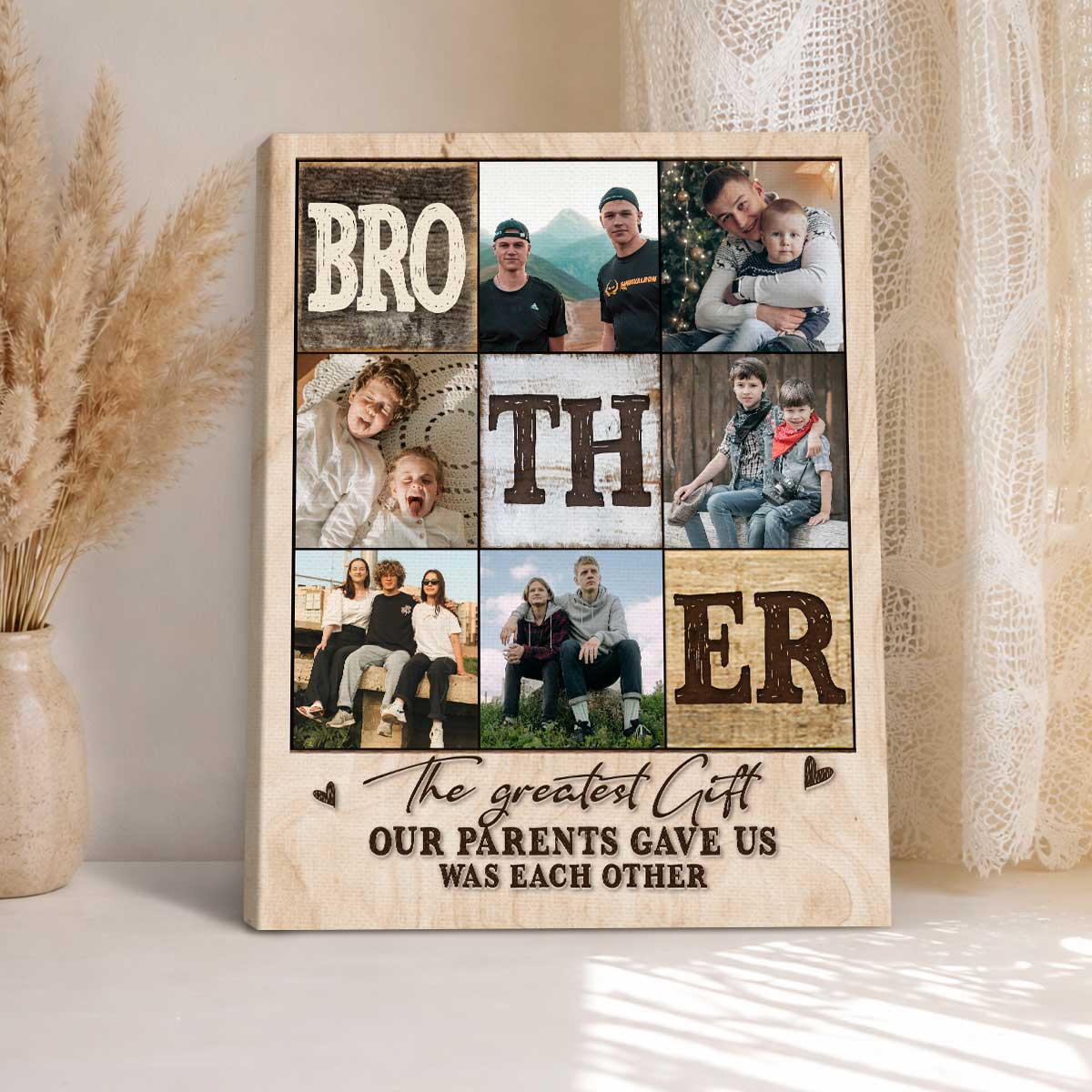 Personalized Brother Photo Collage Canvas- Custom Photo Gift for Brother, Birthday Gift for Brothers from Sister