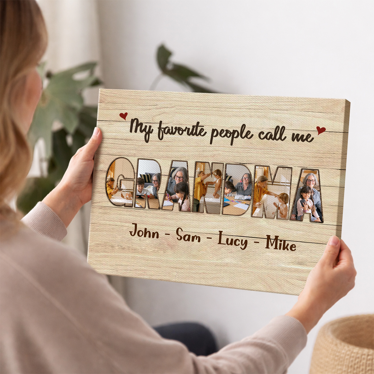 Custom Grandma Photo Collage Canvas – Grandma Mothers Day Gift, Personalized Photo Gifts for Grandma, Someone Special Calls Me Grandma Print