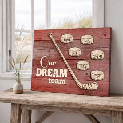 Personalized Ice Hockey Family Print, Gifts for Hockey Dad, Custom Hockey Name Sign, Hockey Room Decor, Gift For Hockey Player Team