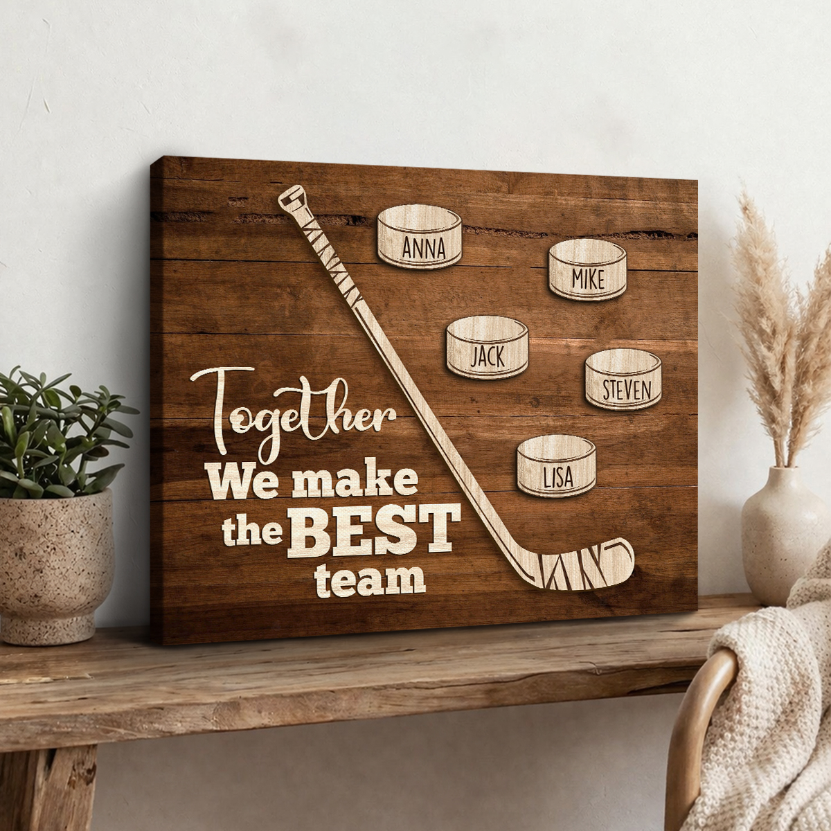 Personalized Ice Hockey Family Print, Gifts for Hockey Dad, Custom Hockey Name Sign, Hockey Room Decor, Gift For Hockey Player Team