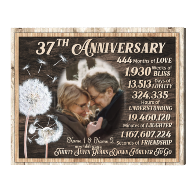 Personalized 37th Anniversary Gift, 37 Years Anniversary Gift for Him, Down Forever To Go
