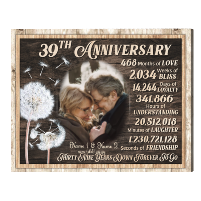 39 Year Anniversary Gift, Personalized 39th Anniversary Gifts For Her, Down Forever To Go