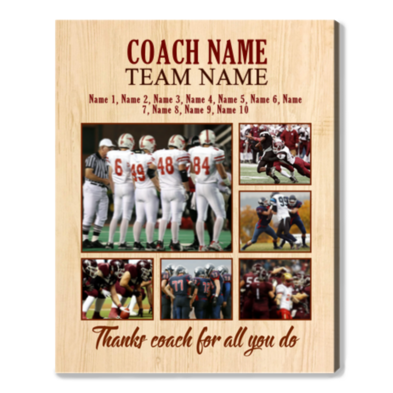 Personalized Sports Coach Gift Photo Collage, Thank You Coach