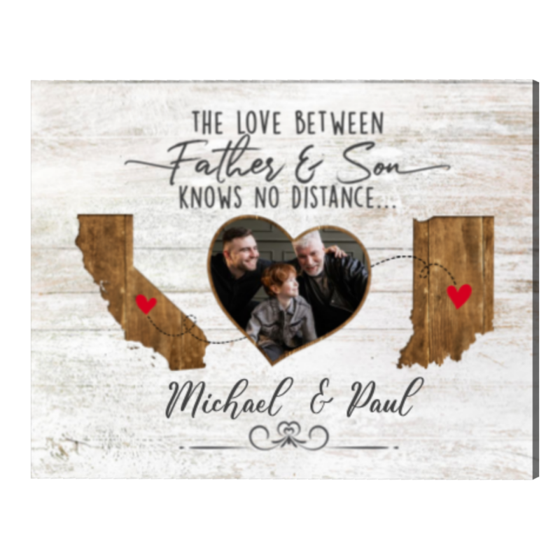 The Love Between Father Son Knows No Distance, Dad And Son Fathers Day Gift, Gift for Dad from Son, Gifts for Dad Long Distance Map Print