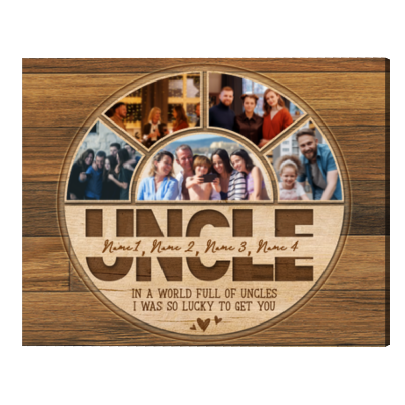 Personalized Gift for Uncle, Uncle Photo Collage Canvas, Photo Gift for Uncle from Kids