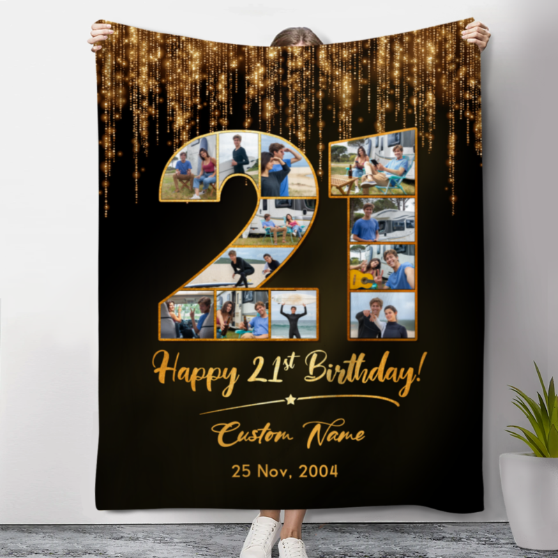 21st Birthday Photo Collage Blanket, 21st Birthday Gifts Ideas, 21st Birthday Ideas for Woman