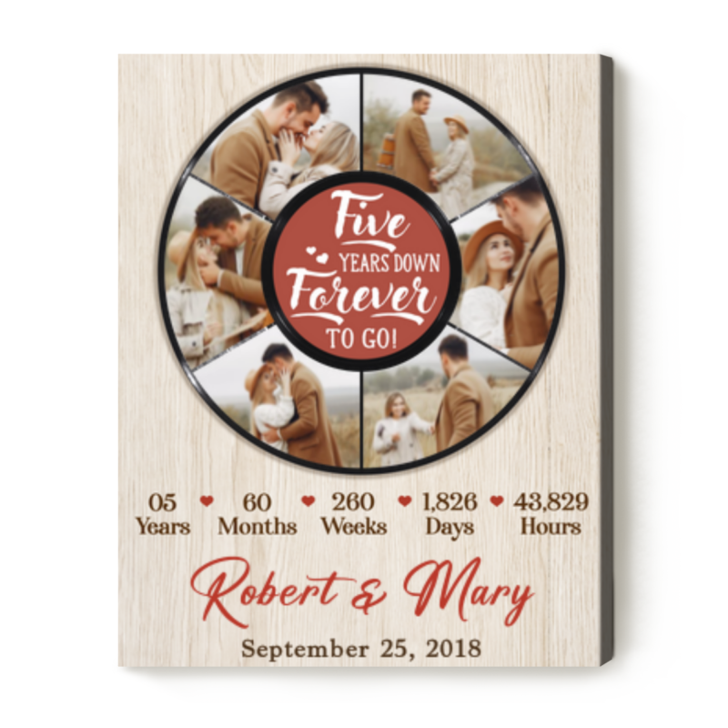 Personalized 5th Anniversary Gift, 5 Year Marriage Anniversary Canvas, 5th Anniversary Traditional Gift