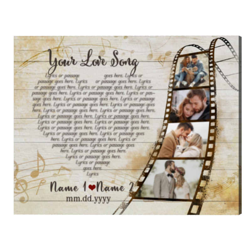 Heart-Shaped Song Lyrics with Photo Print, Song Lyrics With Picture Frame, Wedding Song Lyrics Gift, Valentine's Day Gifts For Couples