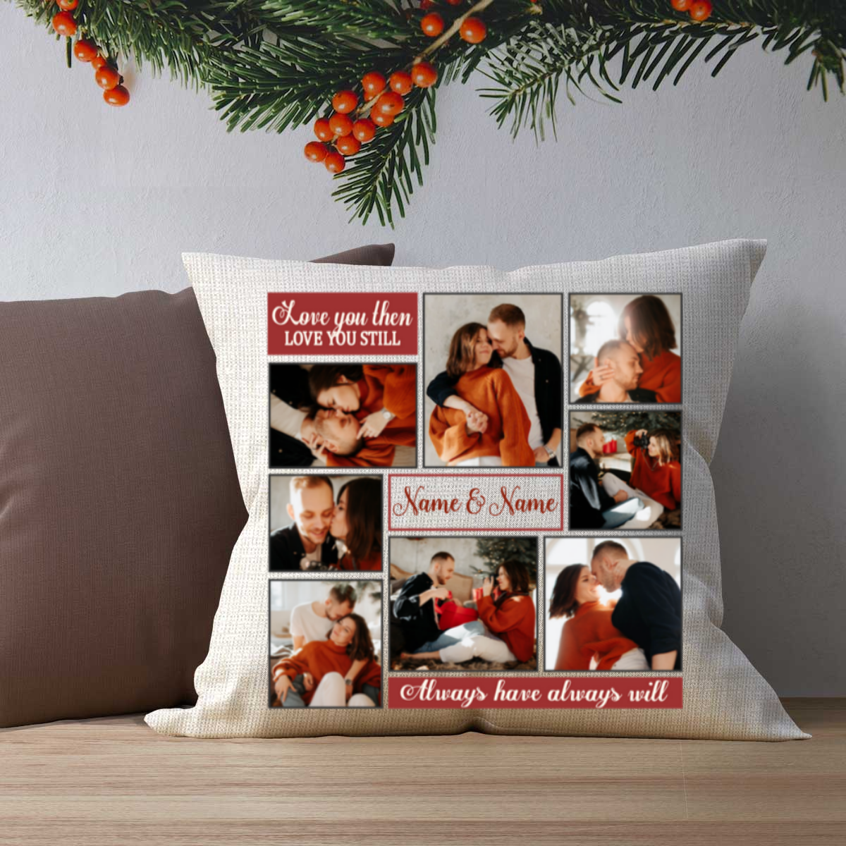 Custom Photo Collage Pillow, Personalized Gift For Him For Her, Throw