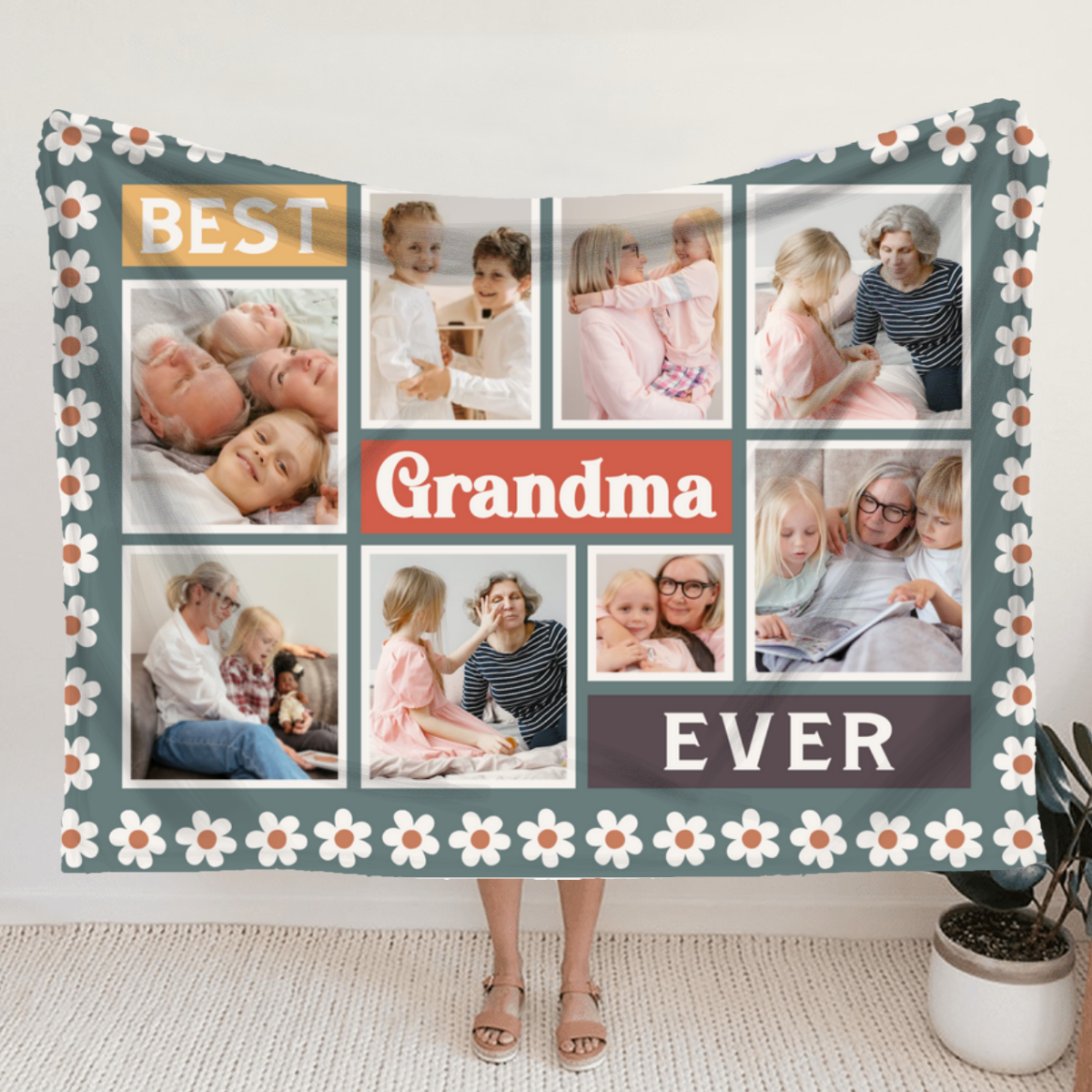 Personalized Photo Blankets For Grandma, Best Grandma Ever Fleece