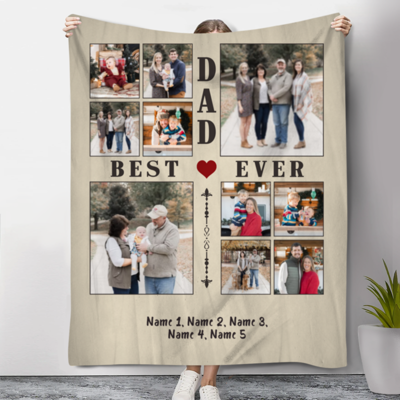 Best Dad Ever Photo Collage Blanket, Father's Day Blanket, Personalized Gifts for Dad, Dad Gift from Kids