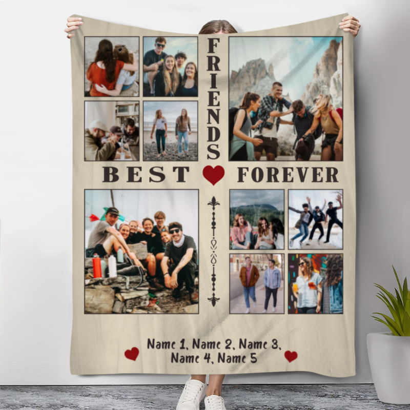 Personalized Best Friend Blanket, Best Friends Collage Gift, Christmas Gifts for Friends, Friend Birthday Gift