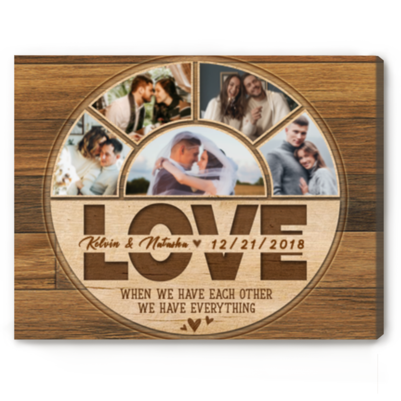 Personalized Love Photo Gift for Boyfriend, Love Picture Collage Canvas, Anniversary Valentines Gift for Husband