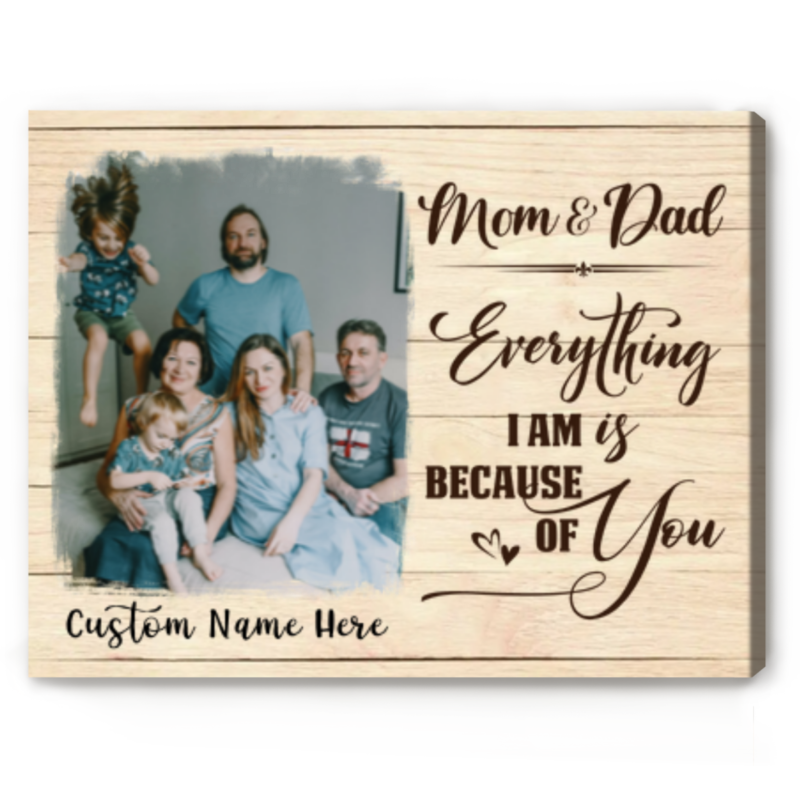 Personalized Presents for Parents, Thank You Parents Canvas, Photo Gift for Mom and Dad