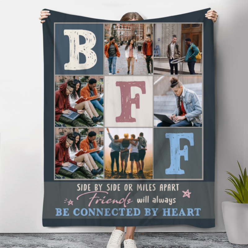 Gifts For Friends, Custom BFF Photo Blanket, Valentine's Day Gifts for Best Friend