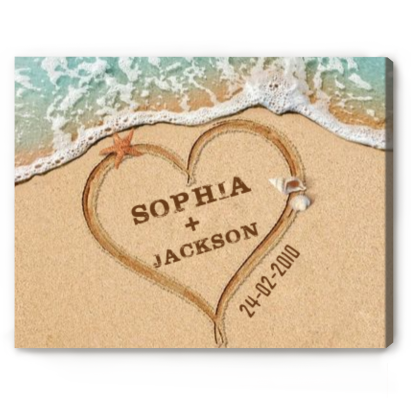 Custom Heart In Sand with Names, Engagement Gifts for Couple, Beach Wedding Gifts for Couple Personalized, Valentine's Day Gifts