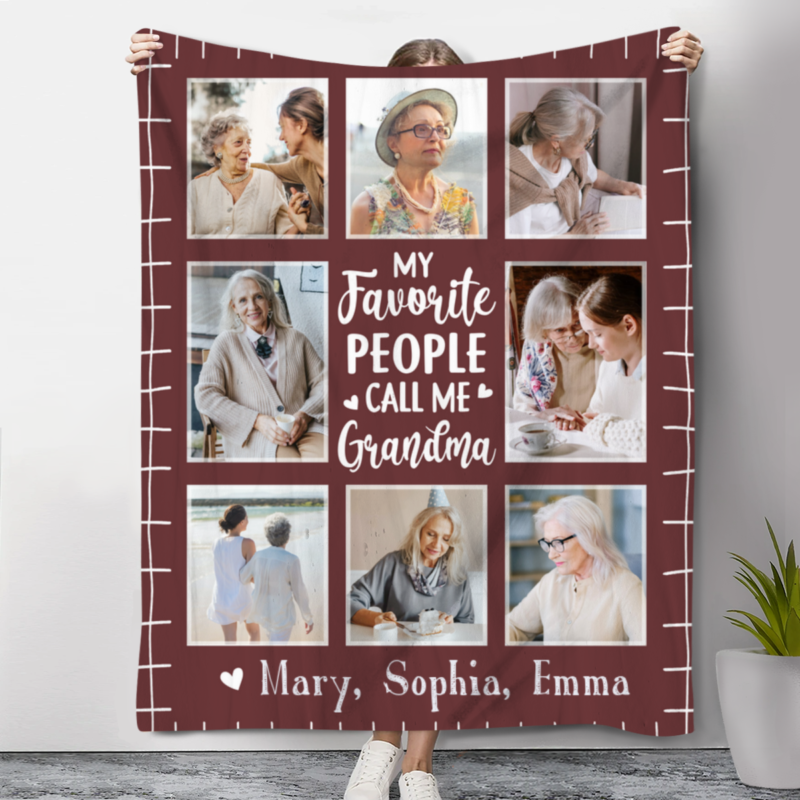 Personalized Grandma Blanket Custom Photo Grandma Gift My Favourite People Call Me Grandma Fleece Blanket Birthday Gift for Grandma