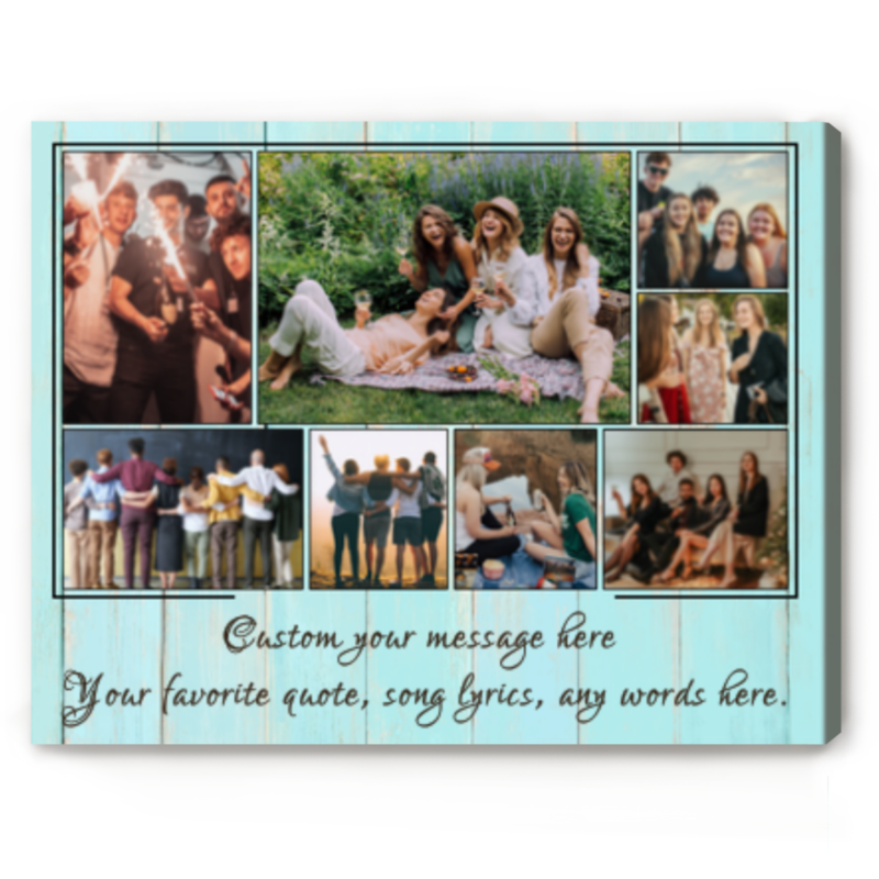 Personalized Photo Collage Print, Picture Collage Ideas with Any Text, Travel Adventure Vacation Keepsake Canvas Gift