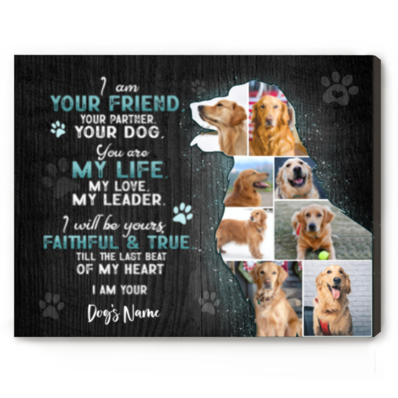 Custom Golden Retriever Gifts Photo Collage Canvas, Golden Dog Lover Gift, Golden Retriever Wall Art, Gift for Dog Mom Dog Dad