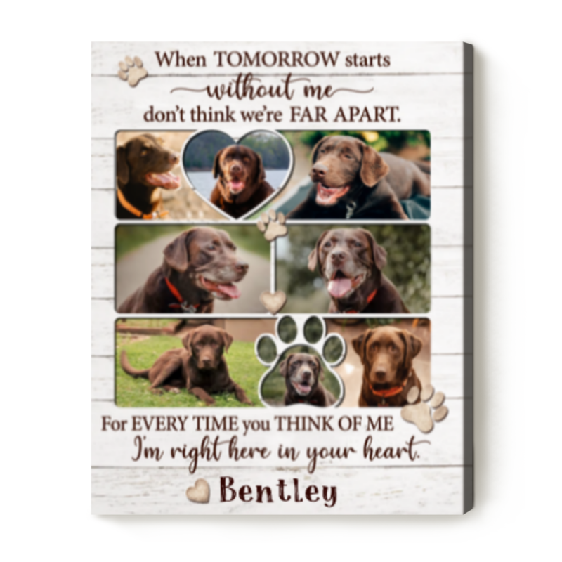 Custom Dog Memorial Photo Collage Canvas, Personalized Pet Loss Sympathy Picture Gift, Remembrance Wall Art Decor
