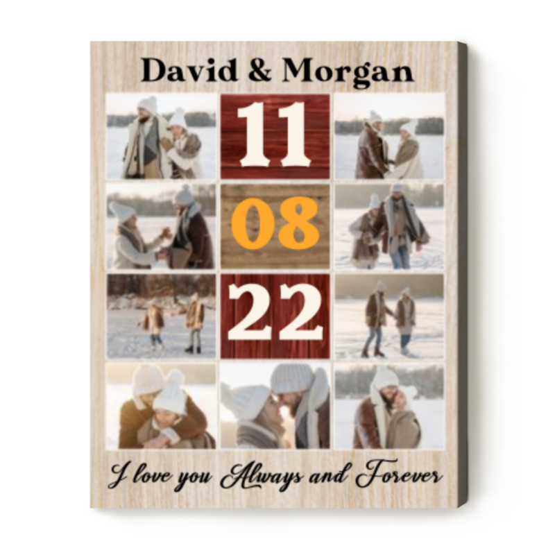Couple Personalized Photo Collage Canvas, Personalized Valentines Day Gifts for Him, Paper Anniversary Gift Ideas