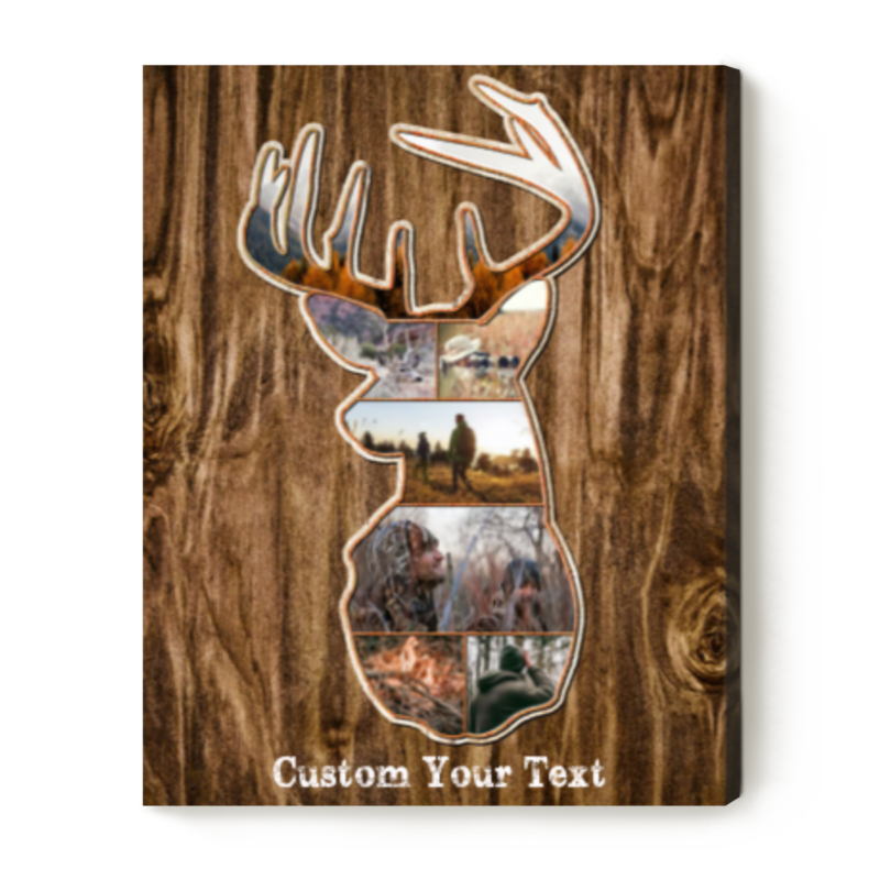 Personalized Deer Hunting Collage Canvas, Best Gift For Deer Hunter, Deer Pictures For Wall