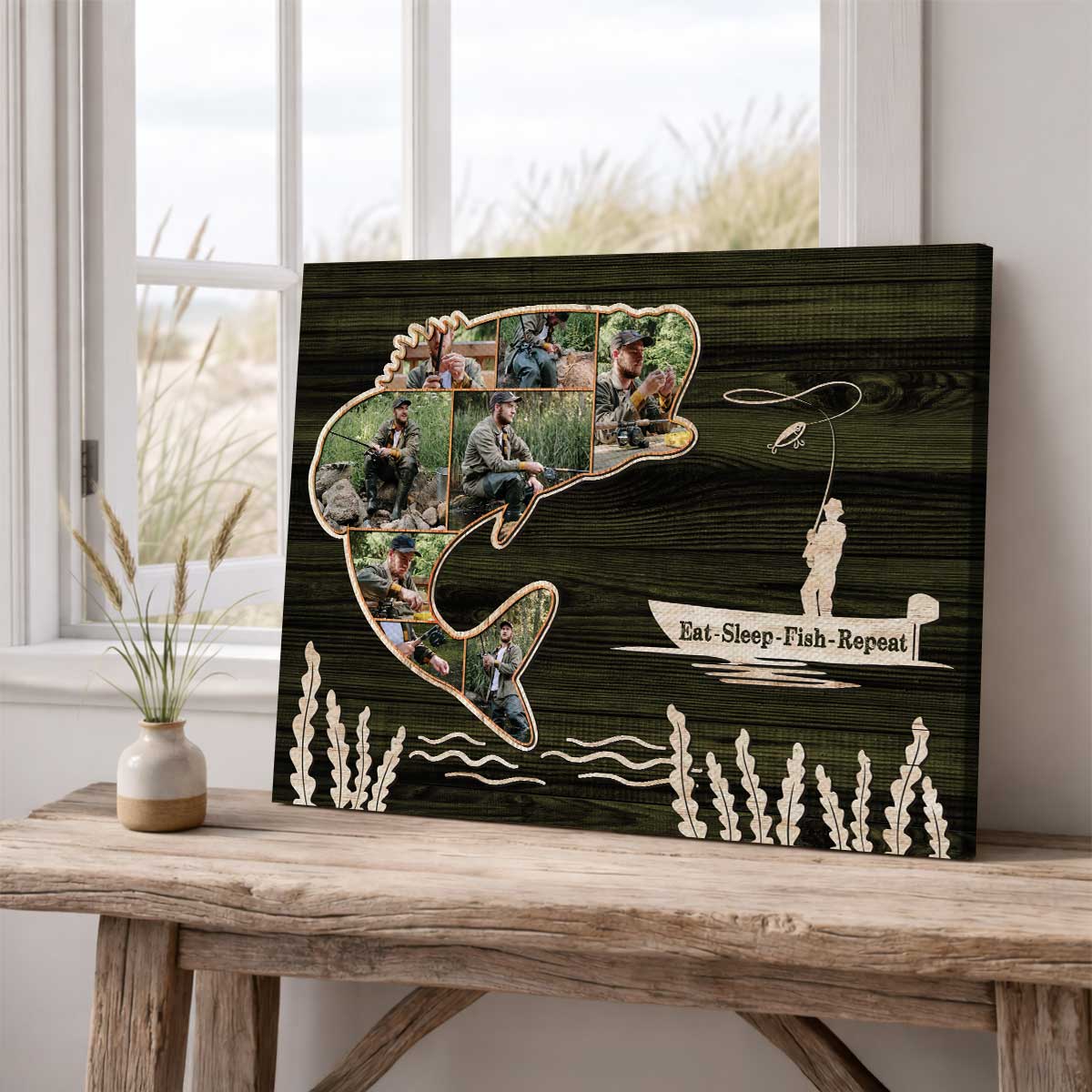 Custom Bass Fishing Photo Collage Canvas – Personalized Gift for Bass Fisherman, Father's Day Fishing Gift for Him, Fishing Lover Gifts 2 Custom Bass Fishing Photo Collage Canvas – Personalized Gift for Bass Fisherman, Father's Day Fishing Gift for Him, Fishing Lover Gifts