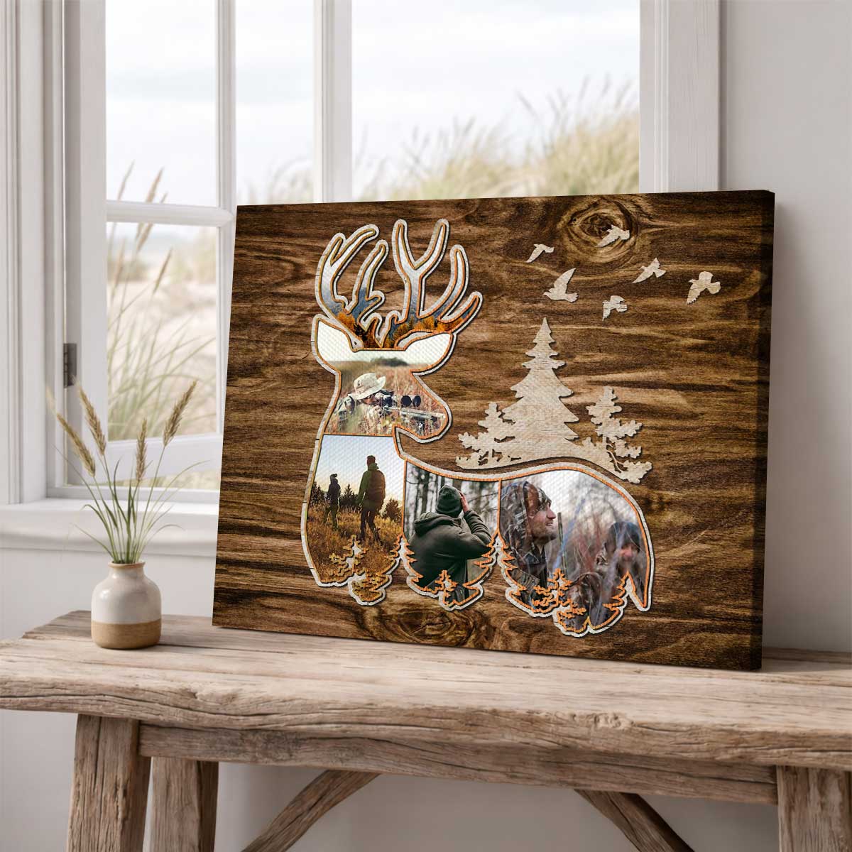 Personalized Deer Hunting Picture Collage Canvas, Custom Picture Gift for Deer Hunter, Father's Day Hunting Gift for Husband or Boyfriend 2 Personalized Deer Hunting Picture Collage Canvas, Custom Picture Gift for Deer Hunter, Father's Day Hunting Gift for Husband or Boyfriend