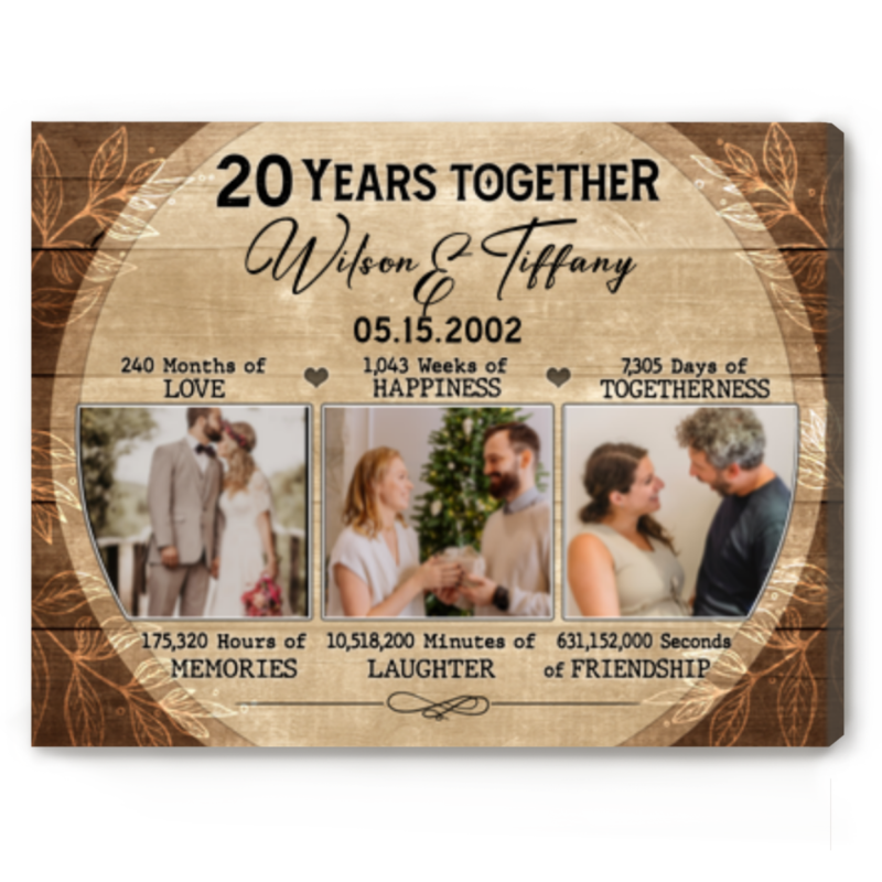 20th Anniversary Gift for Wife Custom Photo Canvas Personalised 20th Wedding Anniversary Gifts 20 Years Married Gift Wife Husband Present