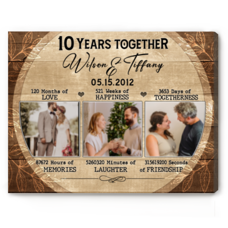 10th Anniversary Gifts Custom Photo Canvas Personalised 10th Wedding Anniversary Gift 10 Years Married Gift Wife Husband Present