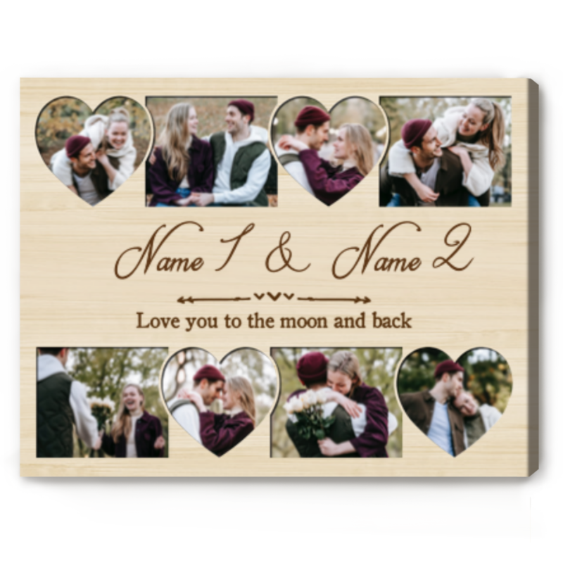 Couple Photo Collage Canvas, Picture Gift For Boyfriend, Personalised Gifts For Him, Anniversary Gifts For Him, Couple Gifts for Valentine's Day