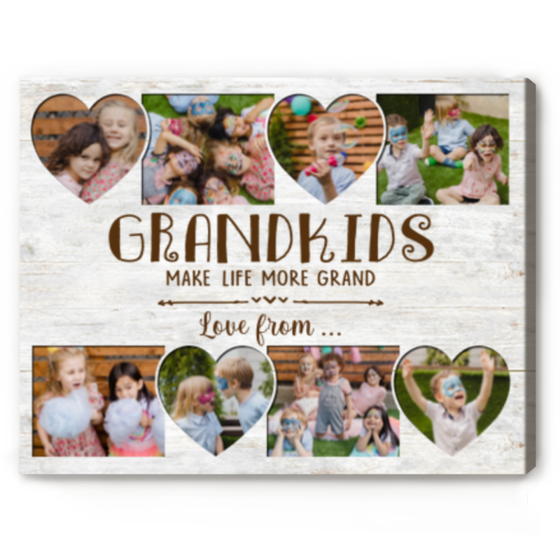 Grandparent Gifts Personalized, Grandkids Make Life Grand Picture Canvas, Grandparents Gifts For Christmas, Gift For Grandma From Grandkids