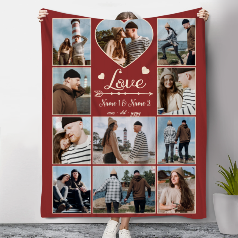 Personalized Photo Blanket Gifts For Girlfriend, GF Blanket With Picture Collage, Birthday Gift For Girlfriend, Valentine's Day Gifts For Her