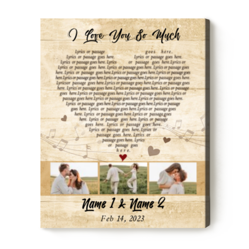 Heart Song Lyrics With Photo, Song Lyric Print, Anniversary Gift For Him For Her, Valentine's Gift Of Personalized Song Lyrics
