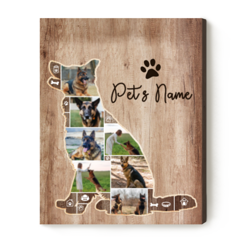 Personalized German Shepherd Gifts, German Shepherd Silhouette Photo Collage Canvas, Gifts For German Shepherd Lovers, Gifts for Pet Lovers